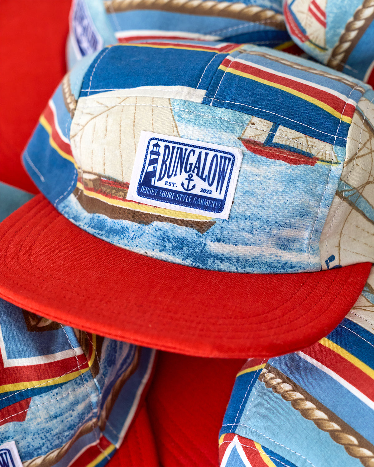 Vintage Fabric Sailboat Camp Cap